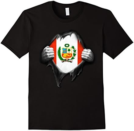 Men's Peru Flag T Shirt. Proud Peruvian Medium Black