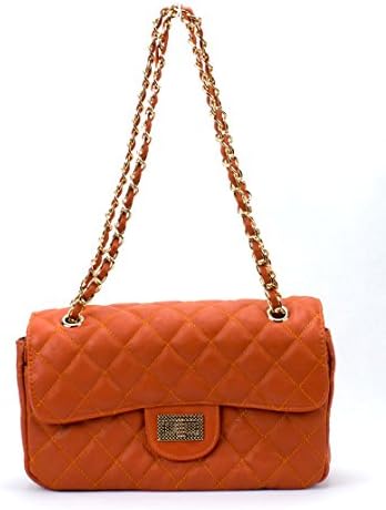 Newbee Fashion - Designer Inspried Quilted Crossbody W/Metal Chain Strap Shoulder Bag