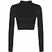 Womens Turtle Neck Crop Long Sleeve Plain Top-Thin Fabric