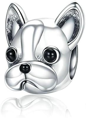 MIADEAL French Bulldog Charm, Sterling Silver Bead, Fits Pandora Bracelets and Necklaces