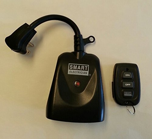 Smart Electrician Outdoor Indoor Wireless Remote Control 2 Outlet Receiver, 80 Feet Range