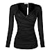 Simier Fariry Womens Clothing Long Sleeve Ruched Side Blouse Tops Black L