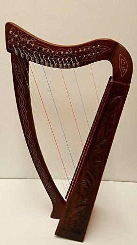 Celtic Irish Knee Harp 19 Strings with Levers Solid Wood Free Bag Strings Key - Thumbnail 2