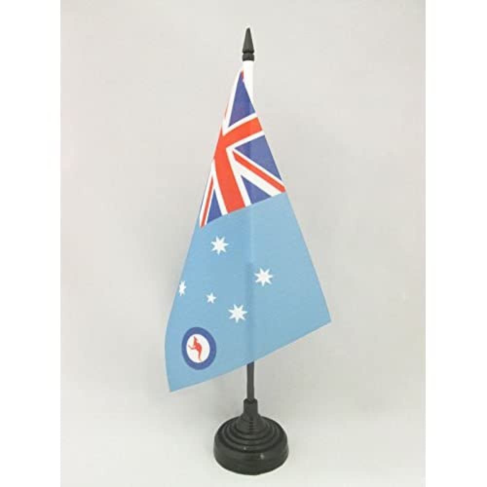AZ FLAG Australia RAF Ensign Table Flag 5'' x 8'' - australian Royal Air Force Office Decoration 100% Polyester 21 x 14 cm - Mini Desk Flag with Pole and Black Plastic Base