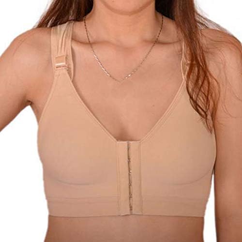 Yoga Bras for Women Strappy,Dainzuy Post-Surgical Front Closure Sports Bra Adjustable Wide Strap Racerback Support Bra Khaki