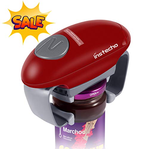 Electric Jar Opener, Restaurant Automatic Jar Opener for Seniors with Arthritis, Weak Hands, Bottle Opener for Arthritic Hands (red)