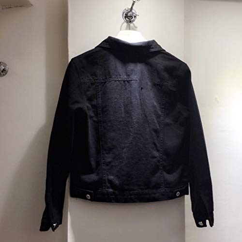MIS1950s Women Denim Jacket Trend Lapel Solid Casual Buttons Blazer Outerwear - Thumbnail 6