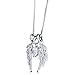 BERRICLE Angel Wings Cubic Zirconia CZ Fashion Pendant Necklace for Women, Silver-Tone 18 inch