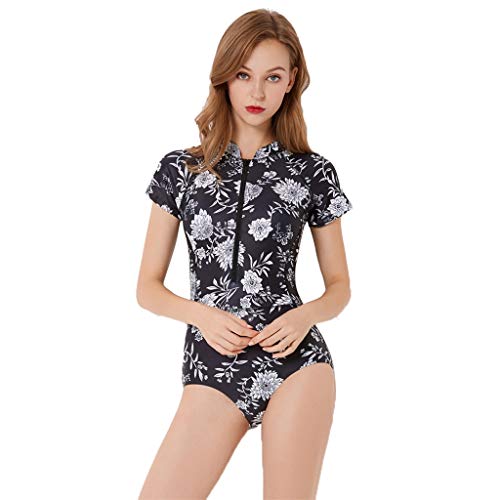 YEZIJIN Women Long Sleeve Surfing Diving Swimsuit One Piece Beach Bathing Suit Wetsuit top Long/Short Sleeve Black - Thumbnail 5