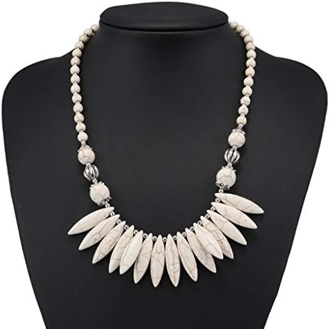 XLZBZB Ethnic Bohemian Beads Chain Necklaces Geometric Natural Stone Tassels Necklaces & Pendants for Women Statement Jewelry