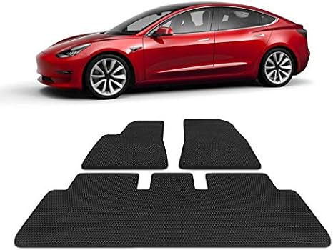 Toplight Tesla Model 3 All Weather Waterproof Floor Mats Set 3 Piece Set Heavy Duty Black Rubber Environmental Materials Car Carpet For Tesla