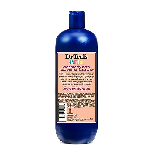 DR TEAL’S KIDS 3-IN-1 ELDERBERRY BATH: BUBBLE BATH, BODY WASH & SHAMPOO, 20 FL OZ.