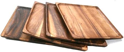 Natree Acaciaware 12-Inch Acacia Wood Plate 4 Pcs Set sixe 30.5x 30.5x1.8 Natural