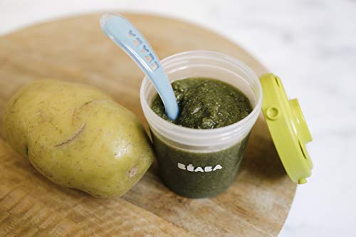 BEABA Clip Containers, Set of 6, 2oz & 4 oz for Snacks and Baby Food, Peacock