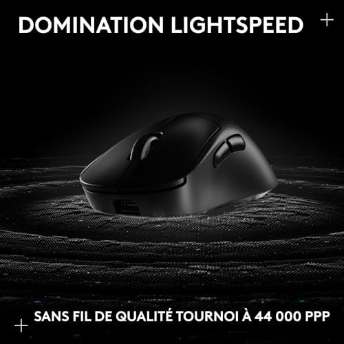 PRO X SUPERLIGHT 2 DEX, souris de gaming sans fil, 60g souris Pro-Grade pour droitier, 5 boutons programmables, recharge USB-C, 44K DPI, taux d’interrogation jusqu’à 8 kHz, PC/Mac - Noir