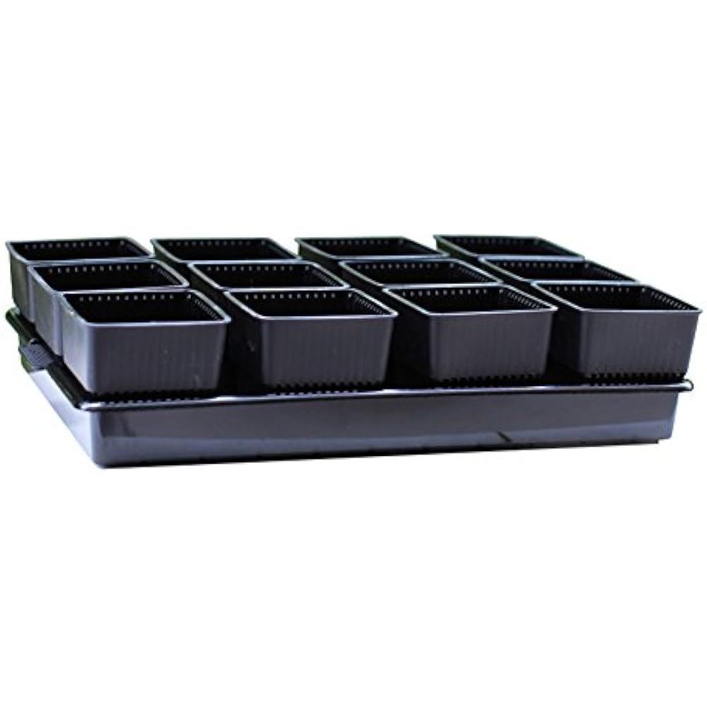 Pots Durable Plastic Plant Starter Tray + 12PCS Breathable Square Seed