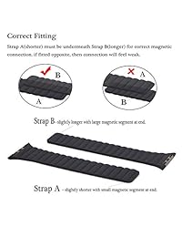 LKEITY Compatible para Apple Watch Band Leather 1.654 in 1.496 in (Series 3 2 1) 1.732 in 1.575 in (Series 4)   Correa magnética fuerte ajustable de repuesto para iWatch