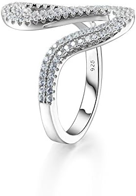 Women's 925 Sterling Silver "S"Shape Cubic Zirconia Finger Ring(7#)