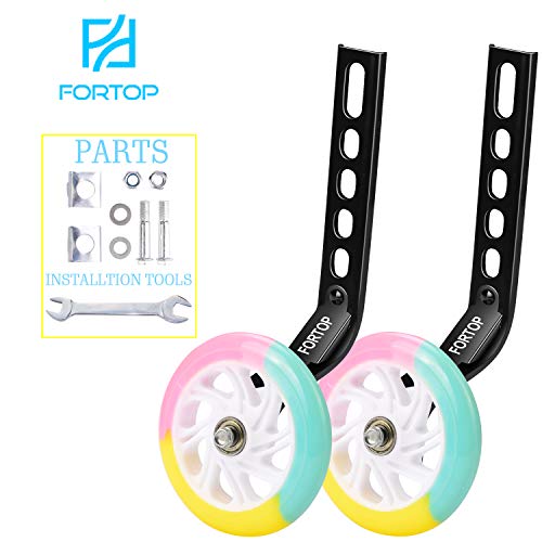 FORTOP Bike Training Wheels Heavy Duty Rear with Stabilizers Mounted Kit for Kids Boy Girls Distinctive Colorful Bicycle Training Wheels of 12 14 16 18 20 Inch (Light Version)