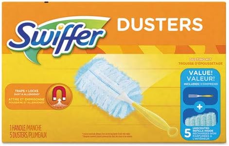 Dusters Starter Kit, Dust Lock Fiber, 6 Handle, Blue/Yellow, 1Each