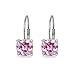 Hoops & Loops 925 Sterling Silver Colored Cubic Zirconia Cushion-cut 7x7mm Leverback Earrings for Women Teen Girls, Silver & Yellow Gold
