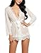 Avidlove Sexy Lace Robe Kimono Mesh Nightgown Babydoll Lingerie Set