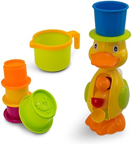 Duck Waterfall Educational &amp; Interactive Bath Kids Toy | Colorful, Durable, Non Toxic Plastic, Strong Suction Cups| Have Fun, Develop Fine Motor Skills &amp;Build Eye To Hand Coordination