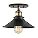 Linea di Liara Andante Black Flush Mount Ceiling Light Fixture Farmhouse Rustic Flush Light Kitchen Lighting Bedroom Bathroom Hallway Light Fixtures Vintage Industrial Semi Flush Mount Lighting