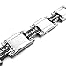 INBLUE Men's Stainless Steel Rubber Bracelet Link Wrist Silver Tone Black