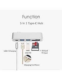 Tipo C USB 3.0 3 en 1 Combo Hub USB C Paso a través 2015 2016 2017 2018 Mac Book 12 pulgadas (plata)