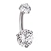 CANDYFANCY 14G Belly Button Ring Surgical Steel Curved Barbell Navel Rings Clear Round Cubic Zirconia Belly Piercings Jewelry