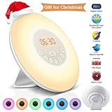 Wake Up Light, Elfeland Sunrise Alarm Clock with Sunrise/Sunset Simulation Touch Control Digital Alarm Clock with 6 Natural Sounds and FM Radio/10 Brightness Levels/Snooze Function Alarm Clock