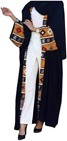 Women's Abaya Kaftan Dubai Muslim Splice Robe Print Dress