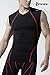 TSLA Men's V Neck Sleeveless Workout Shirts, Dry Fit Running Compression Cutoff Shirts, Athletic Training Tank Top, V Neck Shirts Black & Red, X-Large