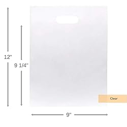 ClearBags 100 Clear Handle Bags 9x12, Extra Thick