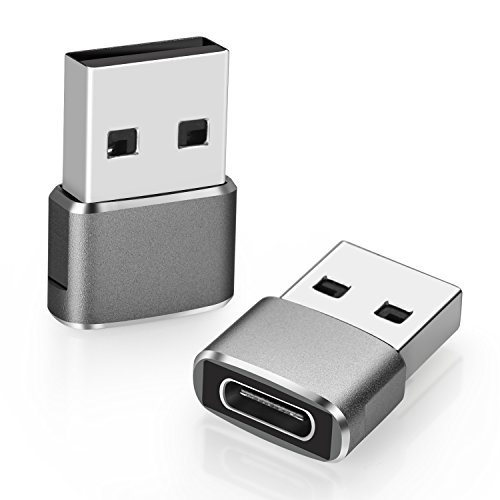 USB C Female to USB Male Adapter (2-Packs), Basesailor Type C to USB A Adapter, Compatible with Laptops, Power Banks, Chargers, And More Devices with Standard USB A Ports (Gray)