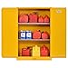 Sandusky Lee SC450F Yellow Steel Safety Cabinet for Flammable Liquids, 2 Shelves, 2 Door Manual Close, 45 Gallon Capacity, 65