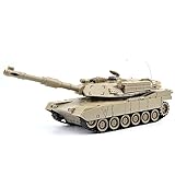GizmoVine RC Fighting Battle Tank USA M1A2 1:28 - Remote Control Battling Tank Toys for Kids, Boys 27Mhz - Khaki