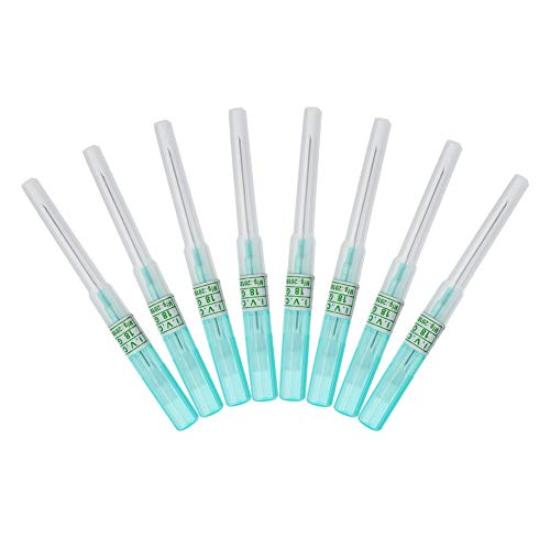 JieyueJewelry 8 Pack Piercing Needles Surgical Steel IV Catheter Needles Fits for Ear Nose Lip Tongue Belly Nipple Tattoo Body Piercing Needles Supply (18 Gauge)