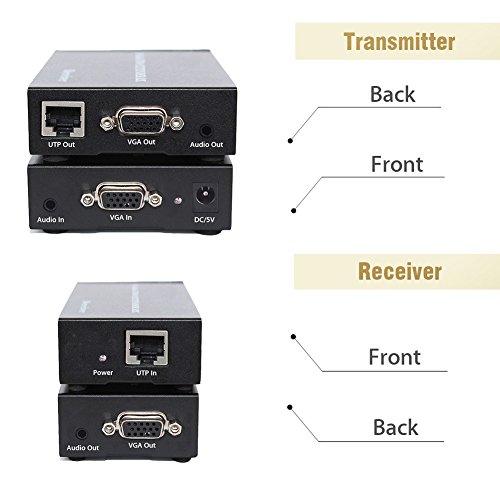 image for VGA Extender, IBIT 1000 Feet VGA Audio Signal Extender over Single Cat
