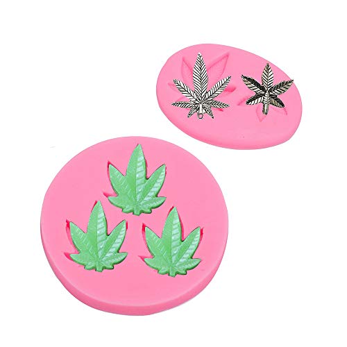 Fewo 2 Pack Marijuana Leaf Chocolate Candy Molds Maple Leaf Silicone Molds for Edible Jello Gummy Butter Fat Bomb Baking Cake Cookie Brownies Making Mini Soap Crayon Melts
