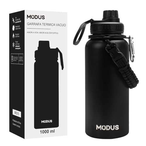 MODUS Garrafa Térmica Esportiva De Aço Inoxidável Com Isolamento A Vácuo De 950ML (Preto)