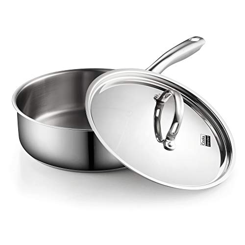 Cooks Standard Classic Stainless Steel Deep Saute Pan with Lid, 3.5QT