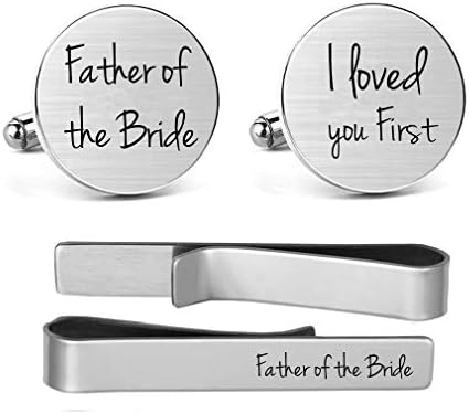 Father of The Bride Cufflinks Engraved Wedding Gifts I Loved Her First Tie Clips