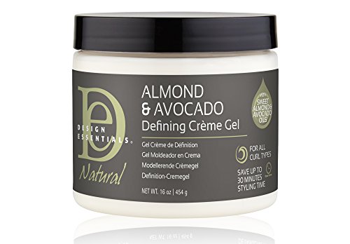 Design Essentials Natural Defining Hair Crème Gel for Hold, Definition and Shine-Almond & Avocado Collection, 16oz.