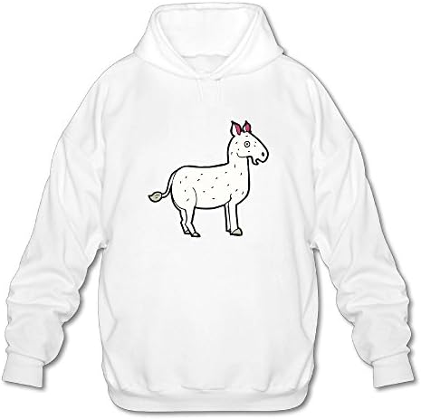 Huangyustore White Surprised Cartoon MuleMen's Long Sleeve Cotton Pullover Hoodie Sweatshirts