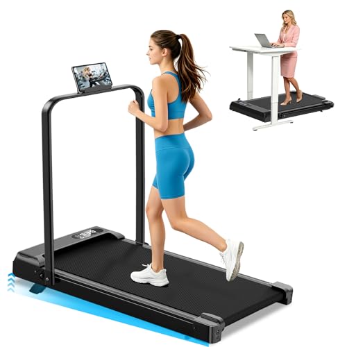 Aiteid Treadmil Foldable Portable Compact with 2.5-3.0HP Motor, 9-12% lncline, 350LBS Capacity, Under Desk Walking Pad for Home Office Small Space, Remote Control, Installation-Free, Quiet Brushless