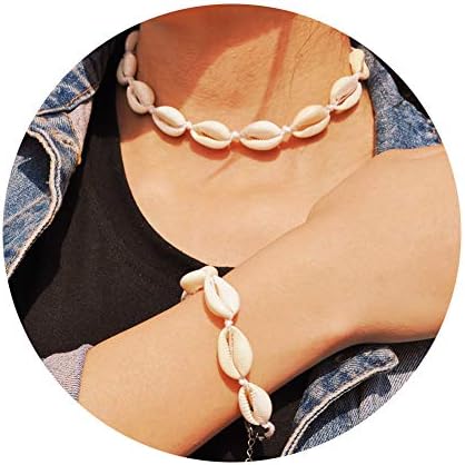 Vercret Gold Choker Necklace for Women - Beaded Choker Set for Girls, Handmade Conch Shell Necklace for Gift, Daily Beach Necklace