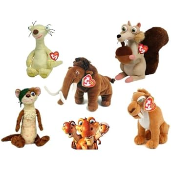 Amazon.com: TY Beanie Babies Ice Age Set of 5 - Scrat Manny Sid Diego