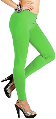 17Hills Women Light Weight Premium Cotton Lycra Stretch Full Length Leggings Green Color